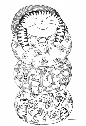 Almost a million cats. Antistress coloring page